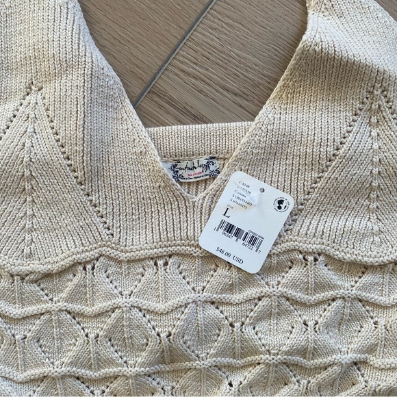 Free People Cream Crotchet Cropped Tank Top - Picture 2 of 2